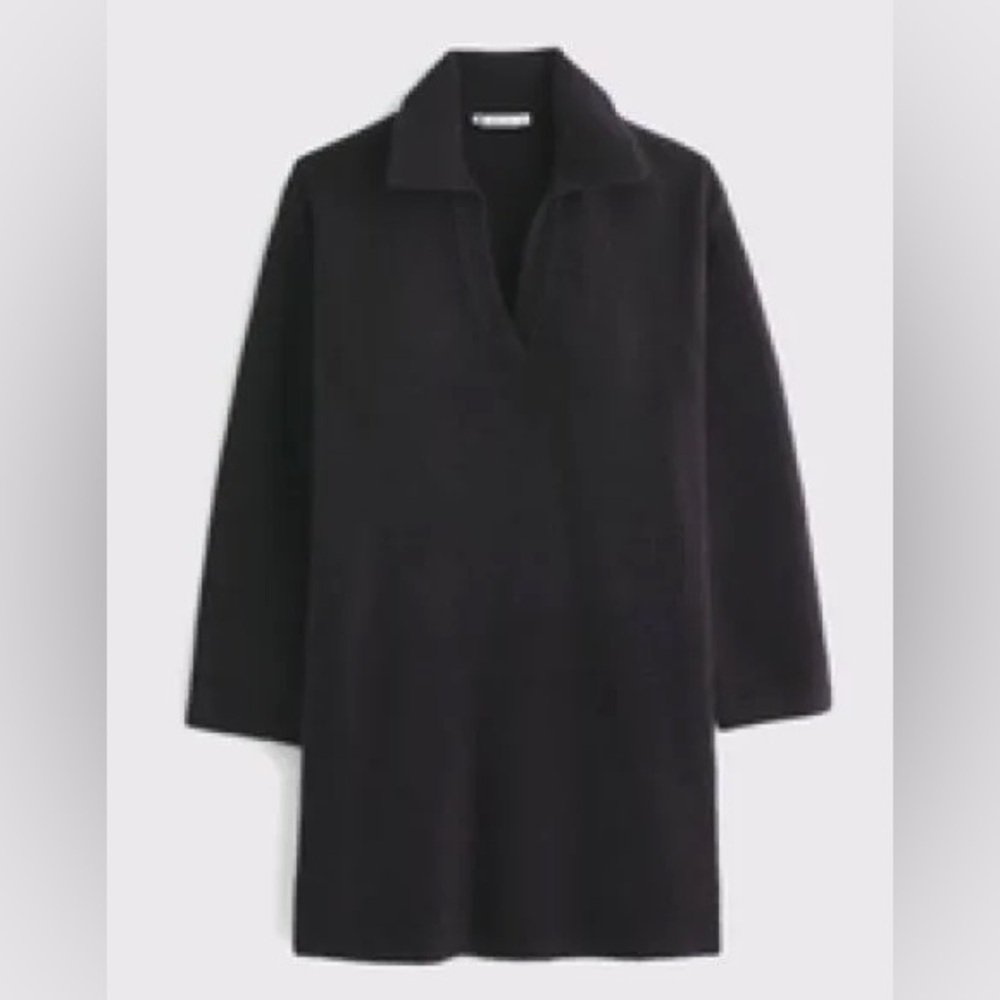 Abercrombie & Fitch Collar Black Chunky Long Sleeve Sweater Dress Sz XXL - Picture 2 of 9
